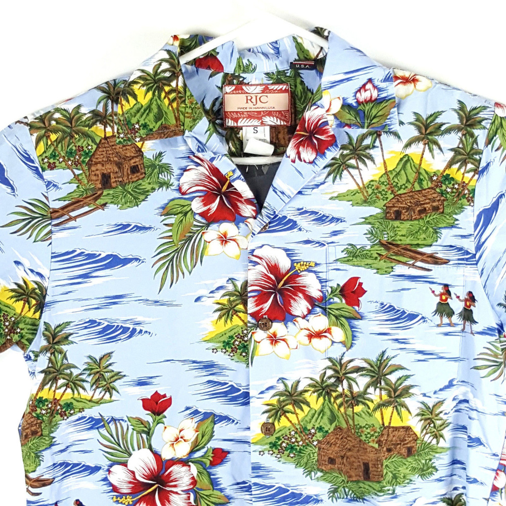 RJC Hawaiian Floral Mens Small Short Sleeve Shirt